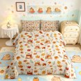 thumbnail image 2 of Manfei Fall Scarf Bear King Size Comforter Sets, Cartoon Botanical Comforters King Size, Orange, Colorful Stars Reversible, 3 Pieces, 1 Comforter and 2 Pillowcases, 2 of 7