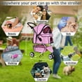 thumbnail image 3 of NiamVelo 3 Wheels Pet Stroller Dog Cat Stroller Travel Folding Carrier with Cup Holder & Storage Basket, Pink, 3 of 8