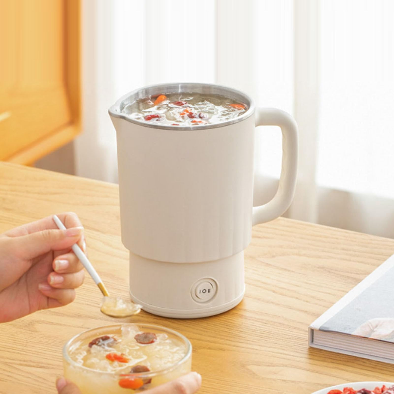 Portable Foldable Electric Kettle, 800ML Stainless Steel Tea Brewer with Temperature Control, Portable Small Tea Kettle for Travel Camping Use