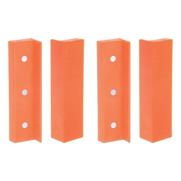 Uxcell 2set Magnetic Vise Jaws 4 Inch Magnet Plain Grooves Soft Jaw Pads Covers, Yellow