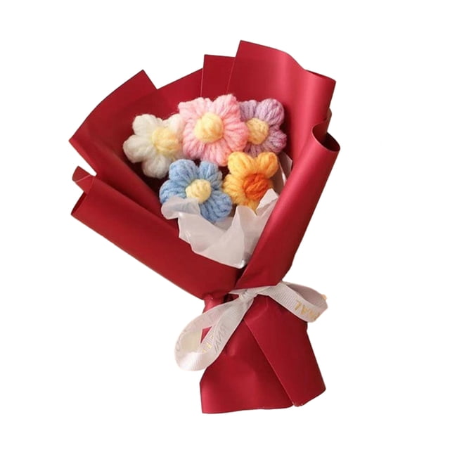 Ramo de flores de ganchillo hecho a mano, pequeño ramo de flores silvestres, regalo de cumpleaños o aniversario para mamá, esposa, mejor amiga o novia.