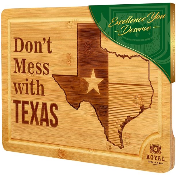 Royal Craft Wood Bamboo Cutting Board with State Artwork