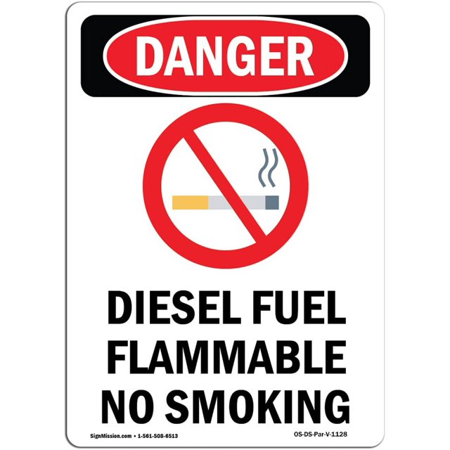 OSHA Danger Sign - Diesel Fuel Flammable | Vinyl Label Decal | Protect Your Business, Construction Site, Warehouse &