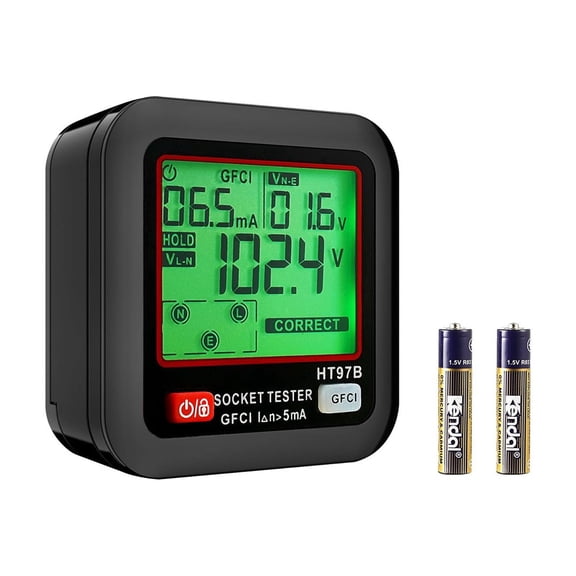 GFCI/RCD Outlet Tester with LCD Screen - 3-in-1 Receptacle Detector for Wiring, Voltage, and Trip Test