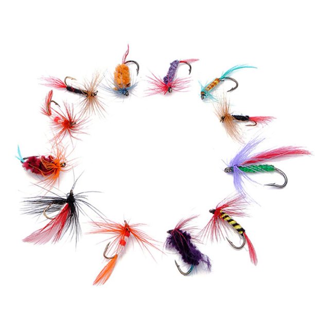 Juego de señuelos de pesca con mosca de 12 uds, estilo insecto, cebo Artificial, pluma, gancho único Tmvgtek pescar