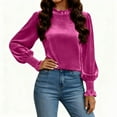 thumbnail image 2 of Zedker Fashion Soft Velvet Round Neck Casual Long Sleeve Shirts for Women Comfy Loose Thermal Pullover Tops for Fall and Winter,Hot Pink,XL, 2 of 9