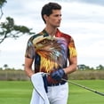 thumbnail image 3 of Yiaed Geometric American Bald EaglePrint Men's Short Sleeve Polo Shirt,Golf Polo for Men Three-Button Golf Shirt Athletic Casual Collared T-Shirt- 3X-Large, 3 of 7