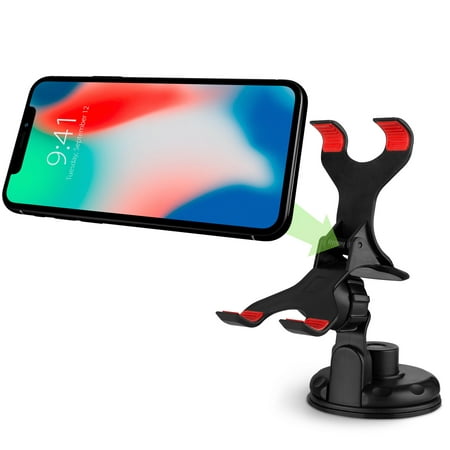 Car Mount, Vena Clip-Grip 360 Degree Strong Suction Cup Car Mount Holder for iPhone X 8 Plus 8 7 Plus 7, Galaxy Note 8 S8 Plus, Moto G5 Plus, Google Pixel 2 XLL, LG G6/V30 (Up to 90mm