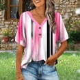 thumbnail image 2 of MaFYtyTPR Women's Printed Short Sleeve Tops Fashionable Ladies Comfortable Casual Button V-Neck Loose Printing Blouse A-Pink XXL, 2 of 5