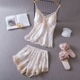 thumbnail image 1 of Daeyard Sexy Lace Cami and Shorts 2 Pieces Pajama Set For Women Silk Floral Pjs Lingerie Set Satin Sleepwear Nightwear, 1 of 4