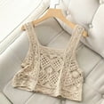 thumbnail image 3 of Women Vintage Crochet Camis Vest Boho Hollow Out Floral Knit Sleeveless Crop Top, 3 of 8
