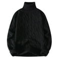 thumbnail image 2 of Qulqfy Fashion Men's Sweaters Black Cable Knit Casual Thick Long Sleeve Textured Turtleneck Winter Fall Sweater Mens Undershirts L, 2 of 3