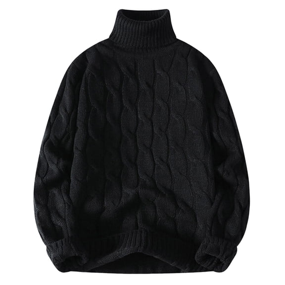 IROINNID Men's Cable Knit Turtleneck Sweater Long Sleeve Pullover Winter Warm Casual Solid Color Soft Breathable Relaxed Fit Knitwear Top