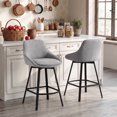 thumbnail image 5 of ONEVOG 25.6" Swivel Counter Stools Set of 3,Linen Upholstered Bar Stools with Full Back,Modern Counter Height Bar Stools with Black Metal Legs for Kitchen Island,Gray, 5 of 11