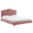 thumbnail image 2 of Modway Emerson Modern Performance Velvet King Platform Bed - Dusty Rose, 2 of 10