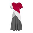 thumbnail image 3 of Meichang Robes pour Femmes Été à Blocs de Couleur Robes à Volants Coupe Ample Manches Courtes Robes Midi Décontractées Col Rond Robes Confortables pour le Travail, 3 of 4