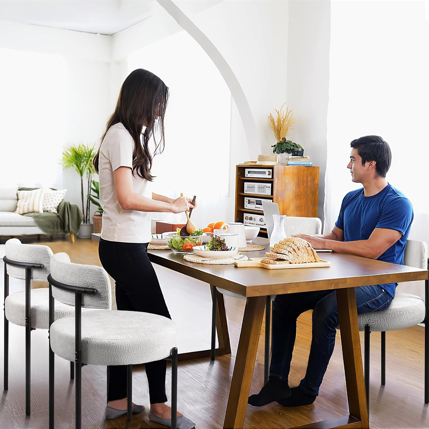 Vitesse Fabric Dining Side Chairs, White (Set of 4)