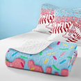thumbnail image 4 of Manfei Girls Baseball Twin Quilt Set, Cute Monogrammed A Twin Coverlet Set, Pink Light Blue A, Polka Dots Reversible 2 Pieces, 1 Bedspread and 1 Pillowcase, 4 of 7