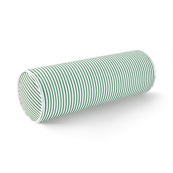 Hofdeco Premium Coastal Patio Indoor Outdoor Bolster Pillow Cover Only, 6"x20" Water Resistant for Backyard, Couch, Green Stripe