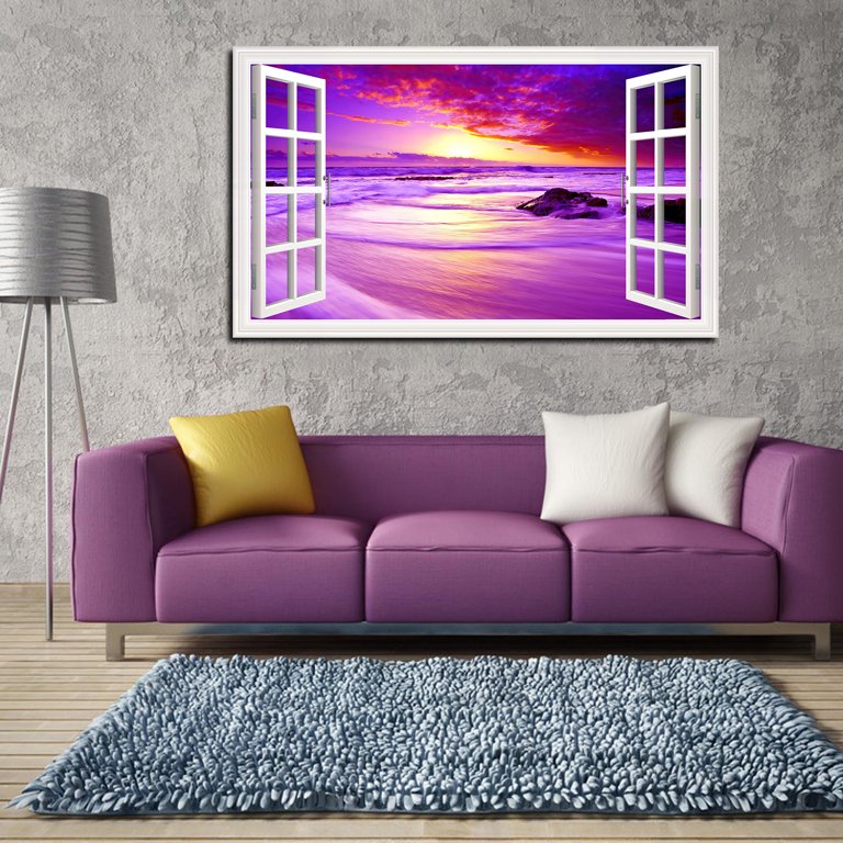 Romantic Pink Purple Cloud Sunset Beach Wall Art, Canvas Prints, Framed  Prints, Wall Peels