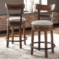 thumbnail image 2 of Signature Design by Ashley Valebeck Rustic Farmhouse 24.5” Counter Height Swivel Bar Stool, Brown, 2 of 7