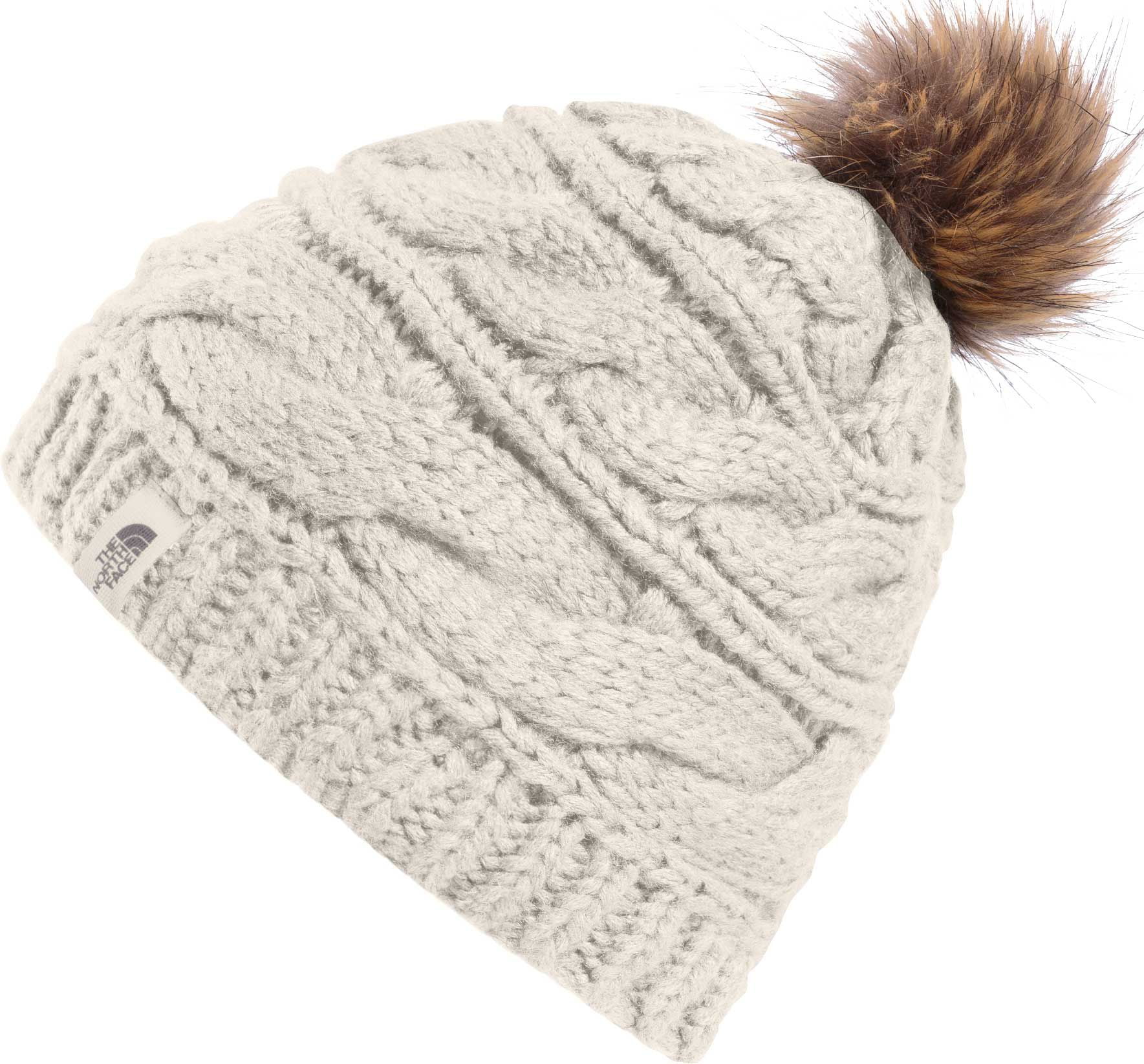 the north face triple cable fur pom