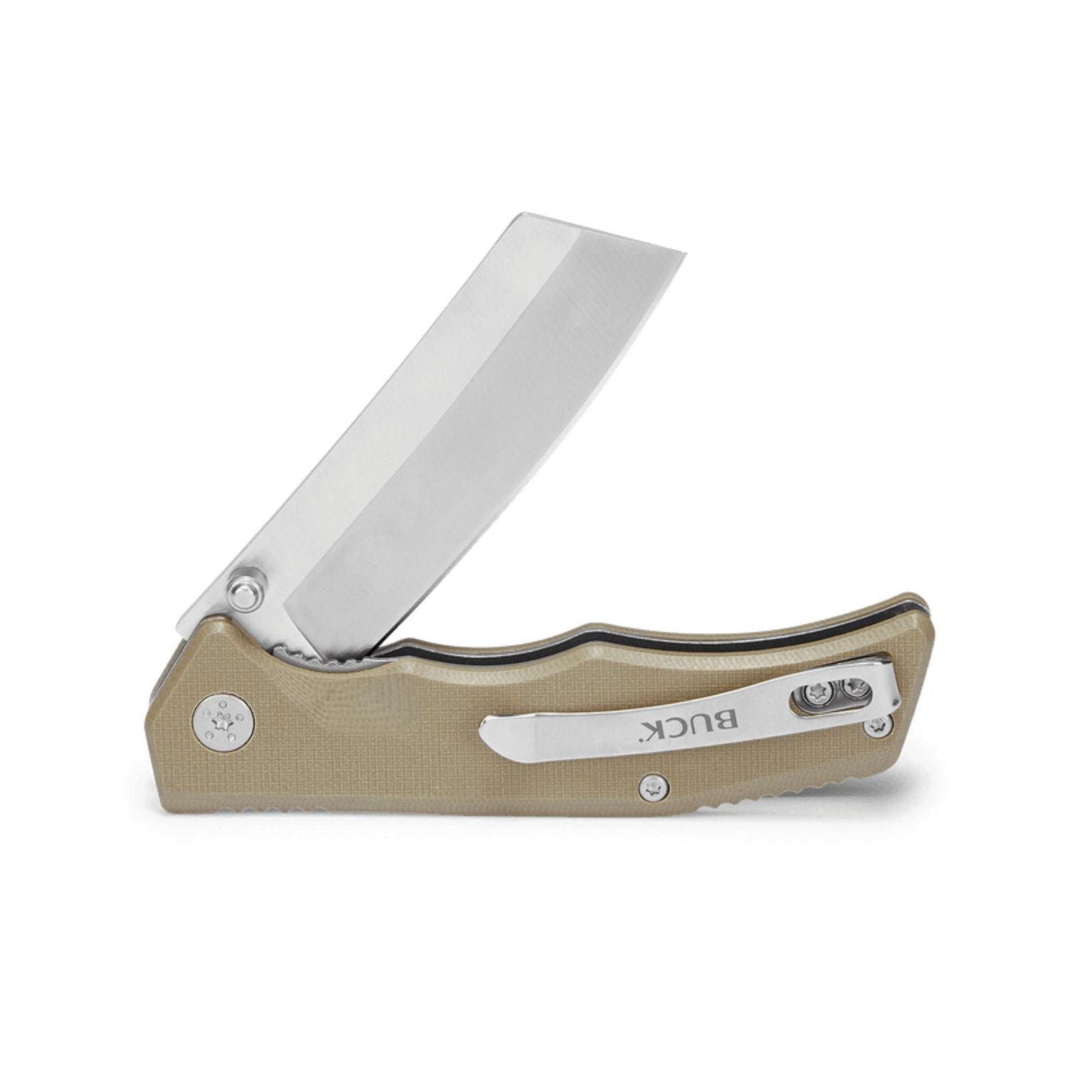 Buck 252 Trunk Cleaver Pocket Knife, 3.75" 7Cr17MoV Blade, G10 Handle, Stainless Steel Clip – Compact EDC, Lifetime Warranty