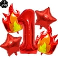 thumbnail image 2 of 5pcsFire Number2 File Foil Balloon Set Decoration Fire Engine Flame Boy Firefighter Theme Birthday Party Supplies, 2 of 10