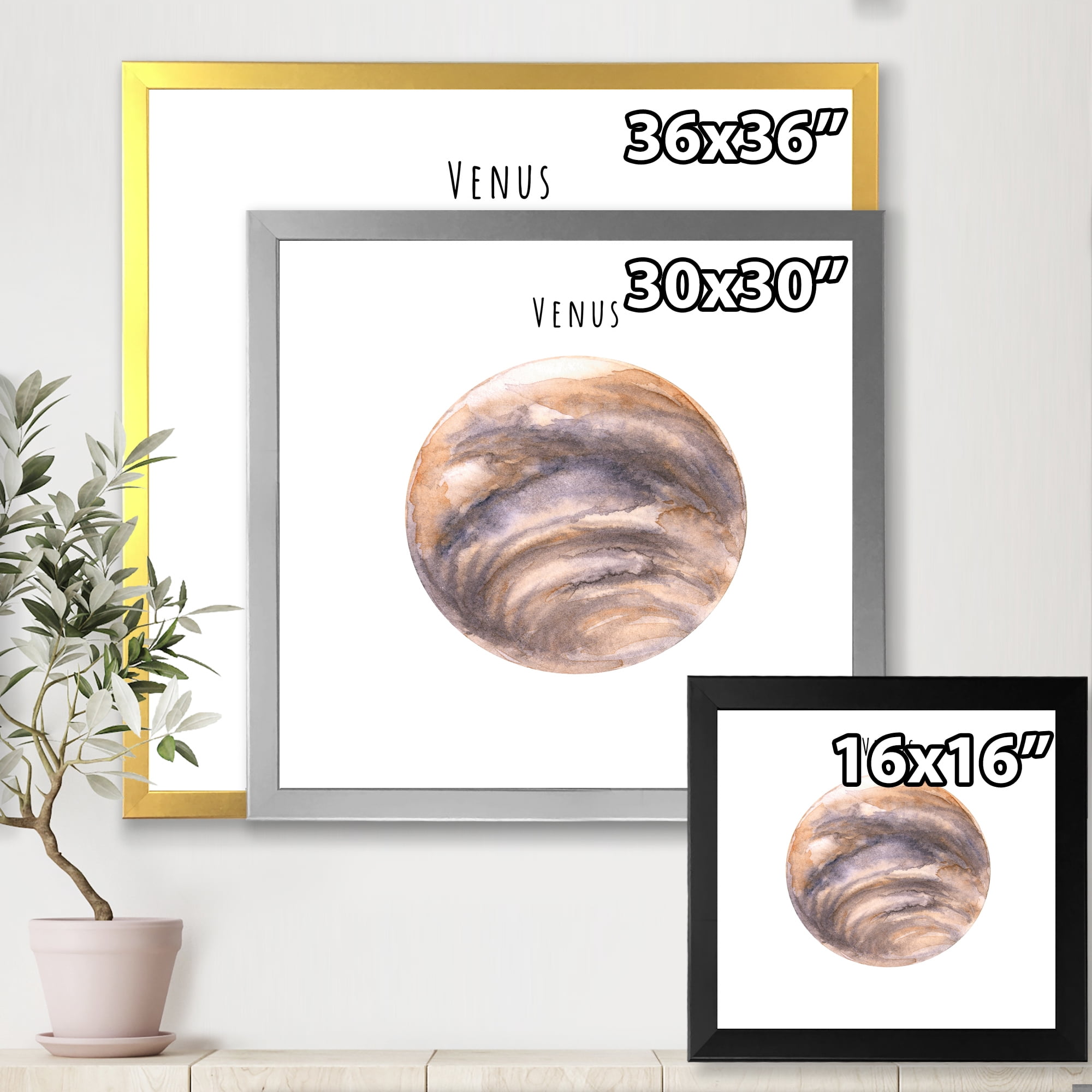 Designart 'Abstract Planet Venus' Bohemian & Eclectic Framed Art Print