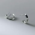 thumbnail image 4 of EOEMY 925 Sterling Silver 5mm Width Band Half Hoop Design Stud Earrings-Rose Gold, 4 of 6