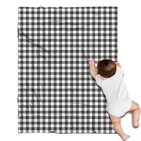 Black White Gingham Checkered Pattern Blanket,Comfortable Soft Flannel Throw Blanket,All Season,Warm Lightweight Blankets for Sofa Bed Couch Living Room Chair,30"x40"