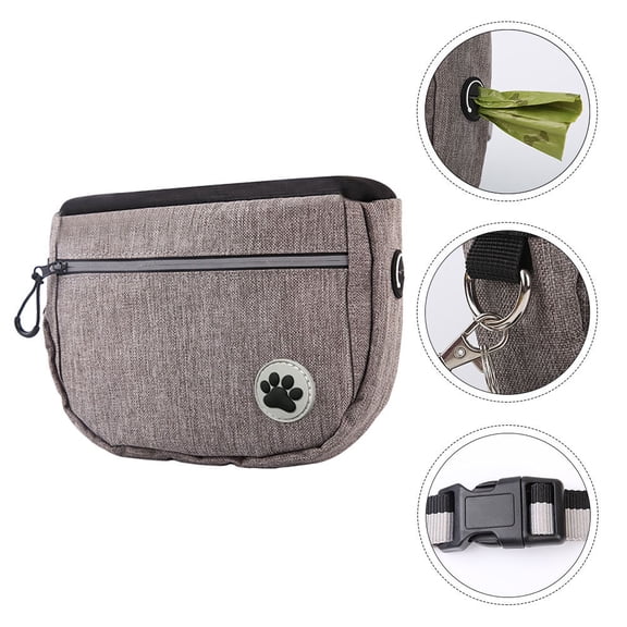 OUNONA Grey Pet Training Waist Bag with Large Curved Opening Waterproof Wear Resistant for Outdoor Use