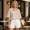 thumbnail image 3 of Dresfit Women's Golf Shirts Short Sleeve Polo Shirts 2026 Summer Collared Button Down Back To School T Shirts Solid Lightweight Plus Size Tennis Basic Tees M, 3 of 5