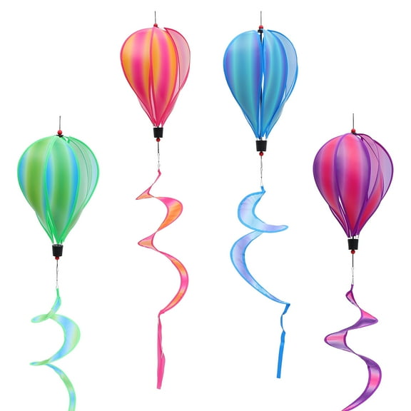 WRISTBIQUE 4pcs Colorful Garden Pinwheel Rainbow Hot Air Balloons Cloth for Yard Decorations