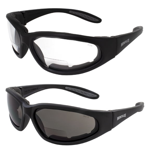 2 Pairs - 2.5 Bifocal Global Vision Eyewear Hercules Anti-fog Safety Glasses with EVA Foam (1 Clear, 1 Smoke)