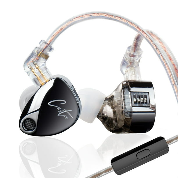 Auriculares intraurales KZ Castor con micrófono, color negro y plateado