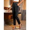 thumbnail image 2 of Pantalones elegantes de cintura alta elásticos informales de satén para mujer, 2 of 6