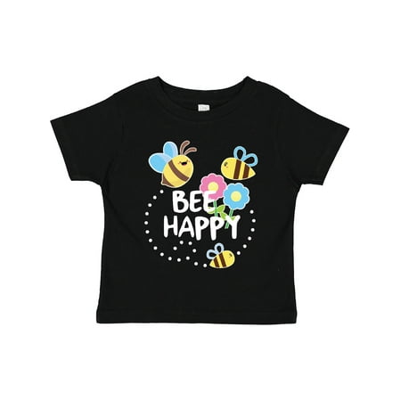 

Inktastic Bee Happy with Flowers Gift Toddler Boy or Toddler Girl T-Shirt