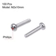 thumbnail image 2 of Unique Bargains M2x10mm Machine Screws Pan Phillips Screw Fasteners Bolts 100Pcs, 2 of 3