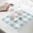 thumbnail image 5 of Ombre Aqua Blue White Plaid Dish Drying Mat, Checkerd Pattern Absorbent Dish Drying Matt Pad for Kitchen Countertops,Sinks,Dish Drainer Racks, Large 18x24inx1 Pc,, 5 of 8