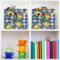 thumbnail image 6 of Yayeee Canvas Storage Basket with Handles for Shelves Fabric Bins Closet Organizer, Blue Plaid Lemon, 6 of 8
