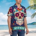 thumbnail image 3 of Susaid Dead Day Party Print Short Sleeve Shirts Button Down Casual Shirts Summer Beach Aloha Button Down Short Sleeve for Men ,Large, 3 of 7