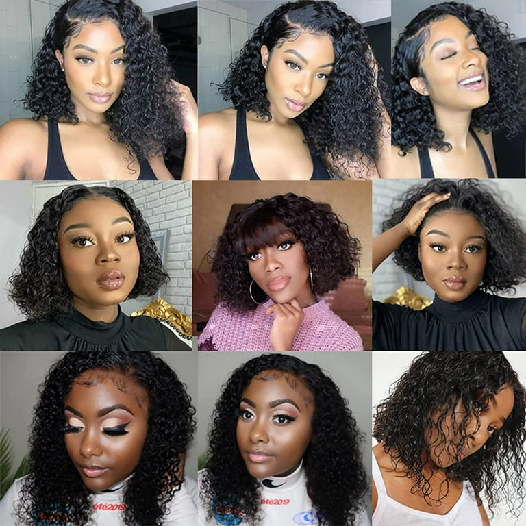 Short Curly Bob Wigs Human Hair Wigs Lace Front 4x4 Closure Wigs