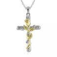 thumbnail image 4 of HOOUN Romantic Rose Cross Pendant Lucky Necklace Bib Chain Flower Jewelry Women Gift-Silver, 4 of 9