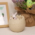thumbnail image 2 of Ovzne Easter Cute Home Flower Pot Little Rabbits Resin Woven Ornament On Clearance, 2 of 4