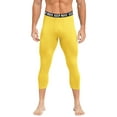 thumbnail image 1 of Raenseen Men's 3/4 Compression Pants Stretchy Workout Running Athletic Leggings Base Layer Sports Tights Yellow S, 1 of 7