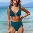 thumbnail image 2 of Swimsuits for Big Busted Women Under 20$ - Green Ruffle Bikini Hontri Women's Bikini Set with Ruffles And High Waist Sexy Two Piece Swimsuit Swimwear, 2 of 9