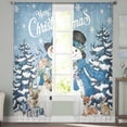 thumbnail image 3 of Blue Snowman Christmas Sheer Curtains 63 Inch Length 2 Panels Set, Semi Transparent Voile Rod Pocket Curtains for Living Dining Room Bedroom Drapes Xmas Snowflake Gifts Winter Elk, 3 of 8