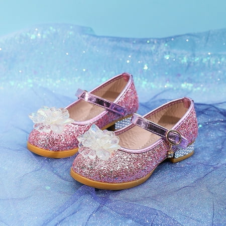 

HAXMNOU Children Child Kids Kids Girls Bling Dance Princess Shoes Sandals Pink