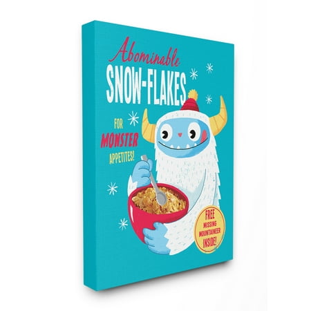 Eco Collection Cereal - The Stupell Home Decor Collection Abominable Snow-Flakes Monster Poster Style Cereal Box Art Stretched Canvas Wall Art, 16 x 1.5 x 20
